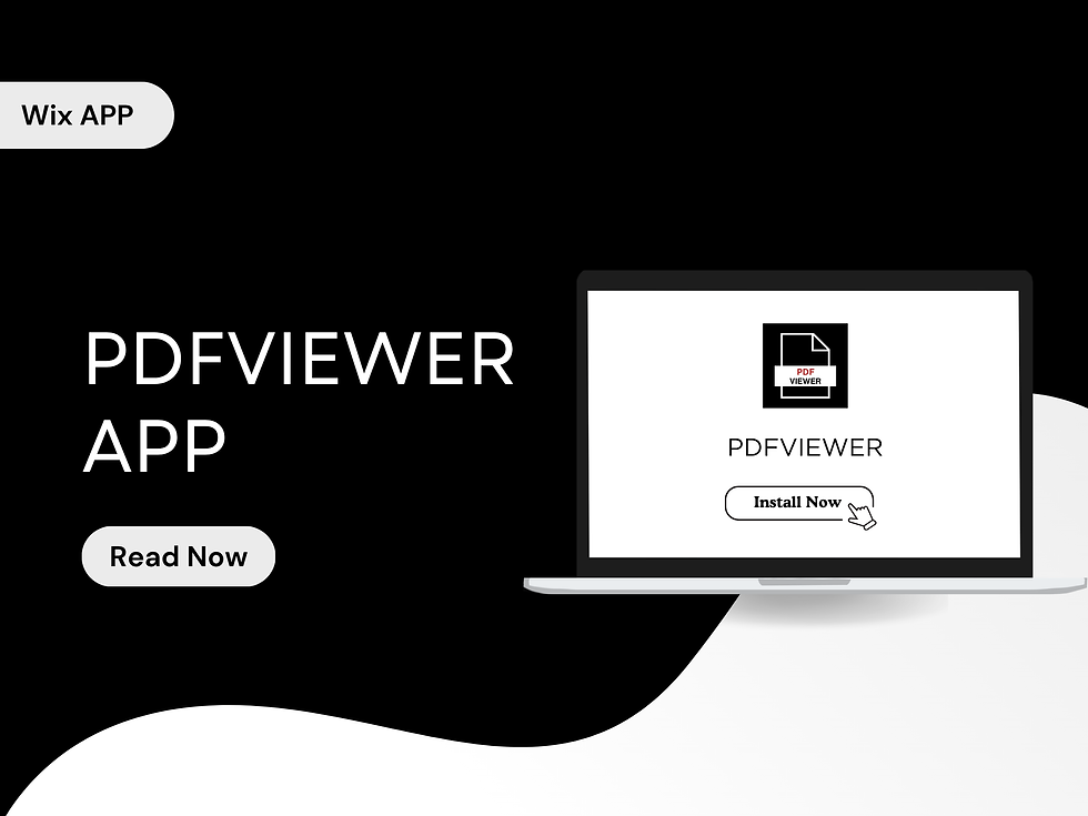 PDFViewer Wix app showing a PDF document displayed directly on a website page with page navigation and zoom controls