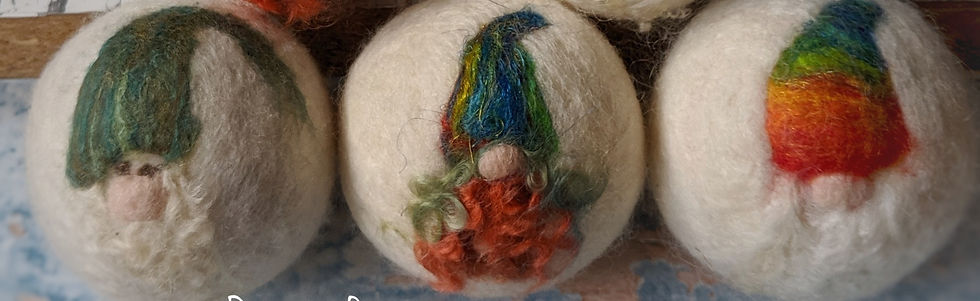 Thumbnail: Six Felted Dryer Ball Gnomes