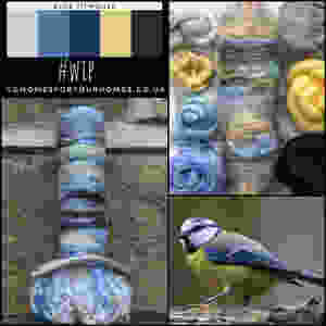 Gnomes for your homes, Barry the Blue Titmouse gnome with blue, yellow, grey and black top hat