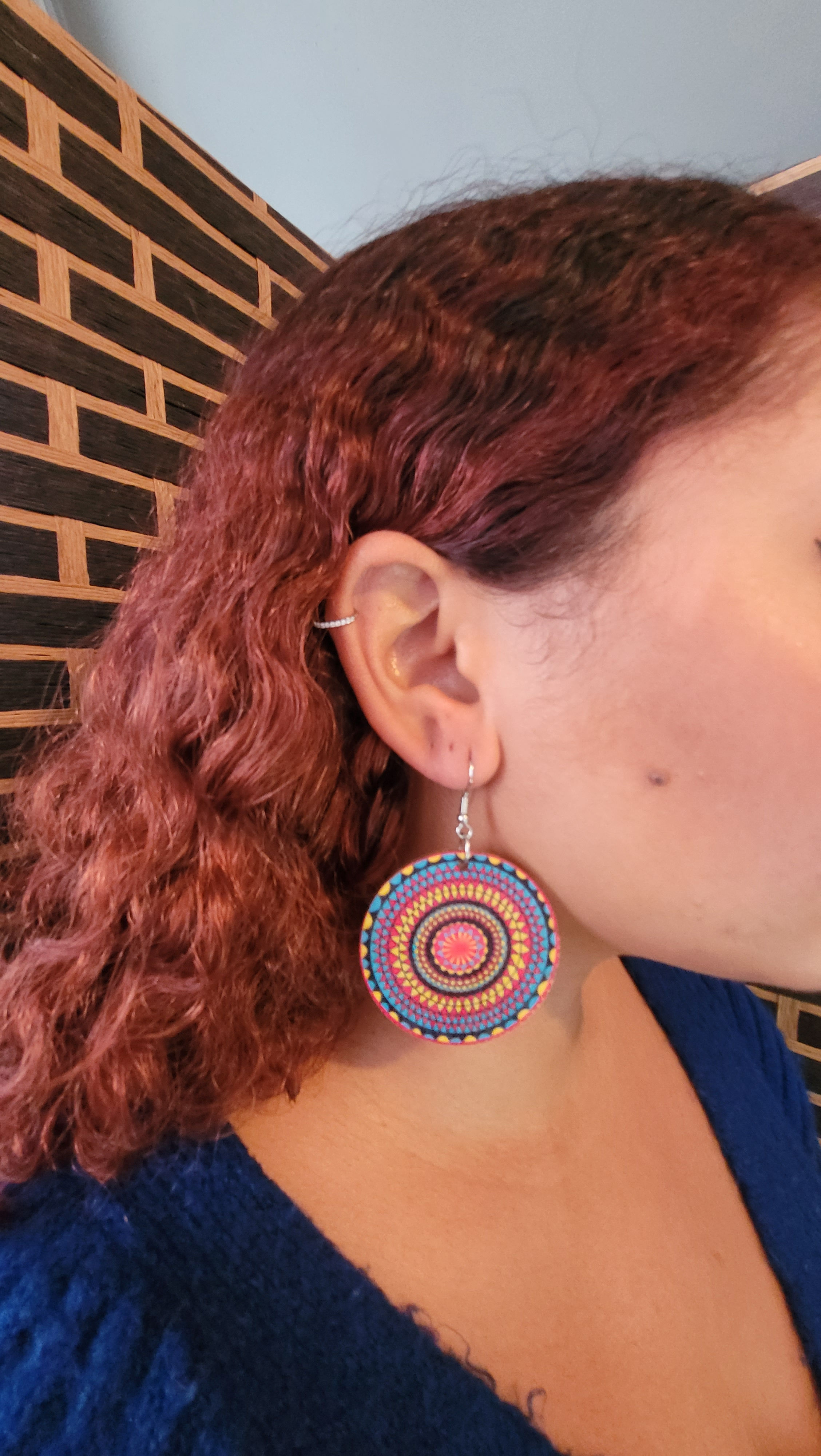 Boucles d'oreilles en bois mandala floral