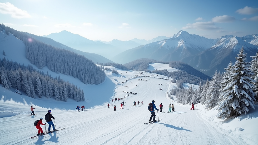High angle view of the ski slopes in Bakuriani