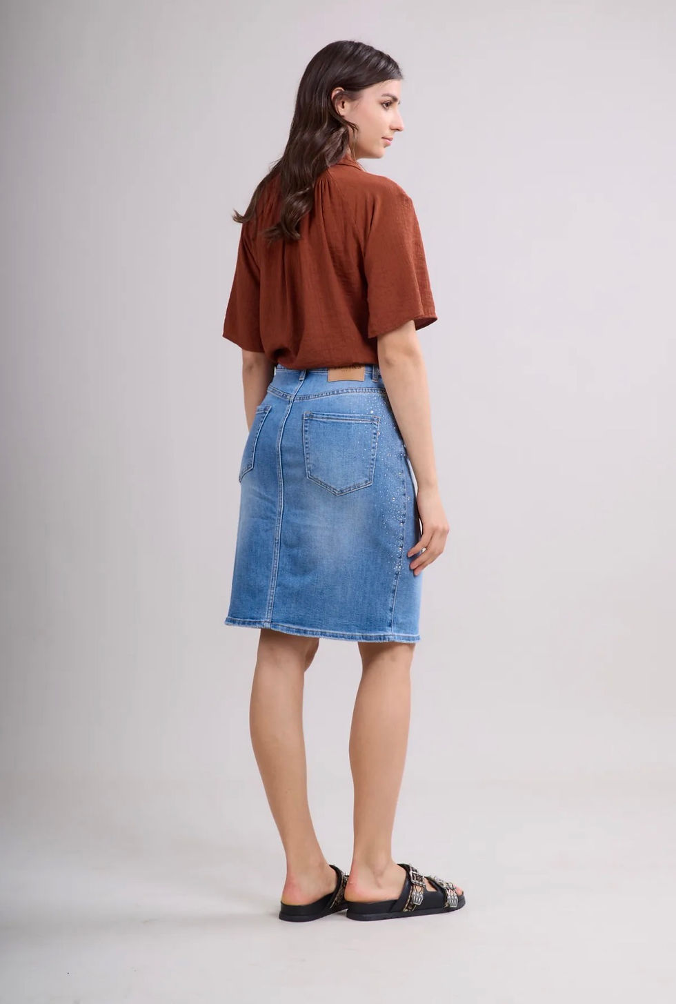 Thumbnail: Blauwe jeansrok met strass