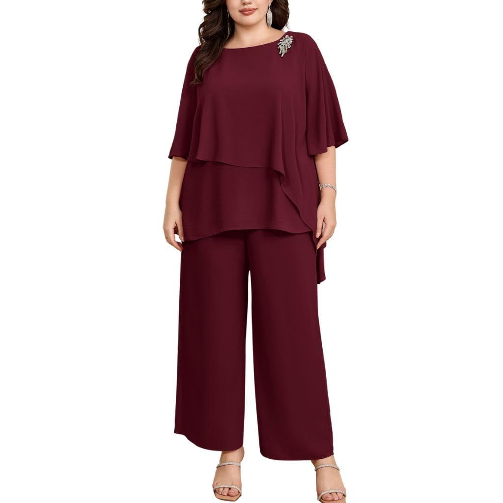 Hanna Nikole trouser suit women's large sizes comfortable lined