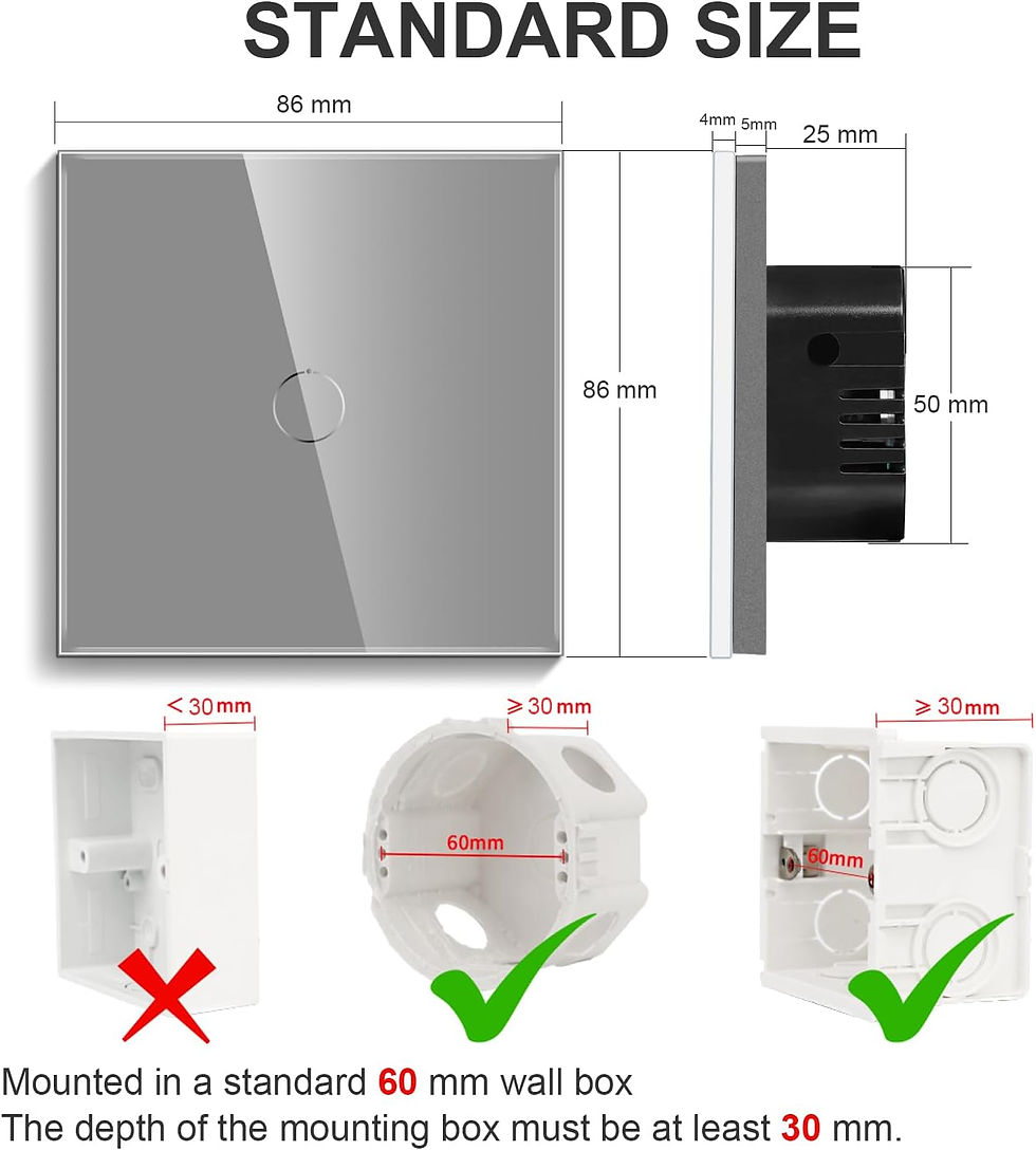 Thumbnail: Smart Touch Light Switch with Glass Wall Plate and LED Backlight No Neutral Wire