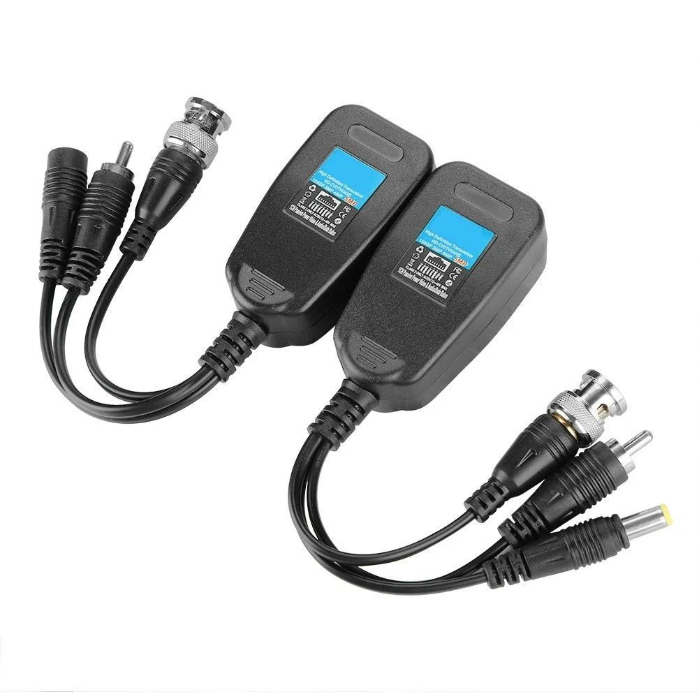 2Pcs Video Passive HD CVI TVI AHD Passive Power Video Audio Balun Transceiver