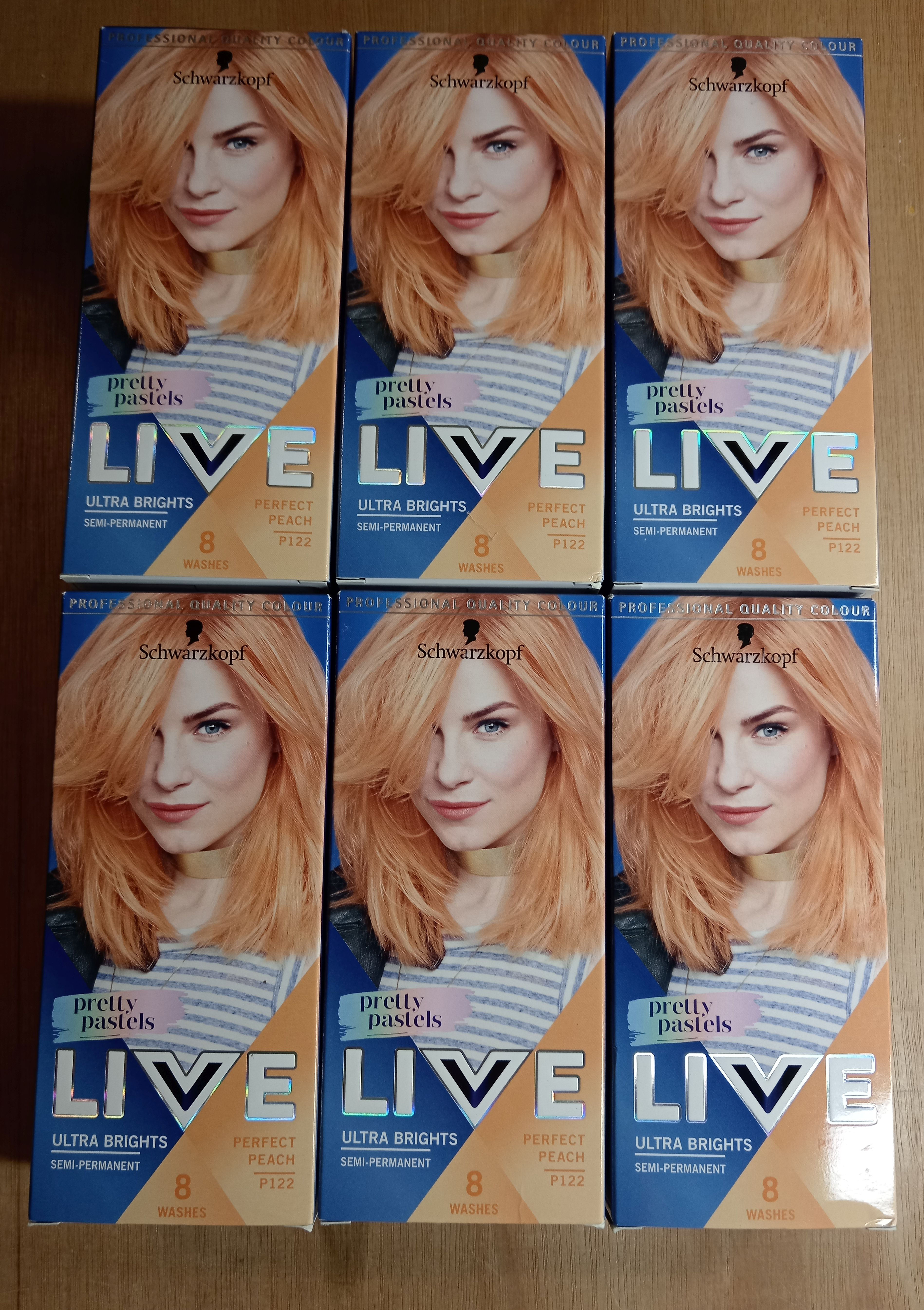 Schwarzkopf Pretty Pastel LIVE Hair Color, Perfect Peach P122 (6 Pack)