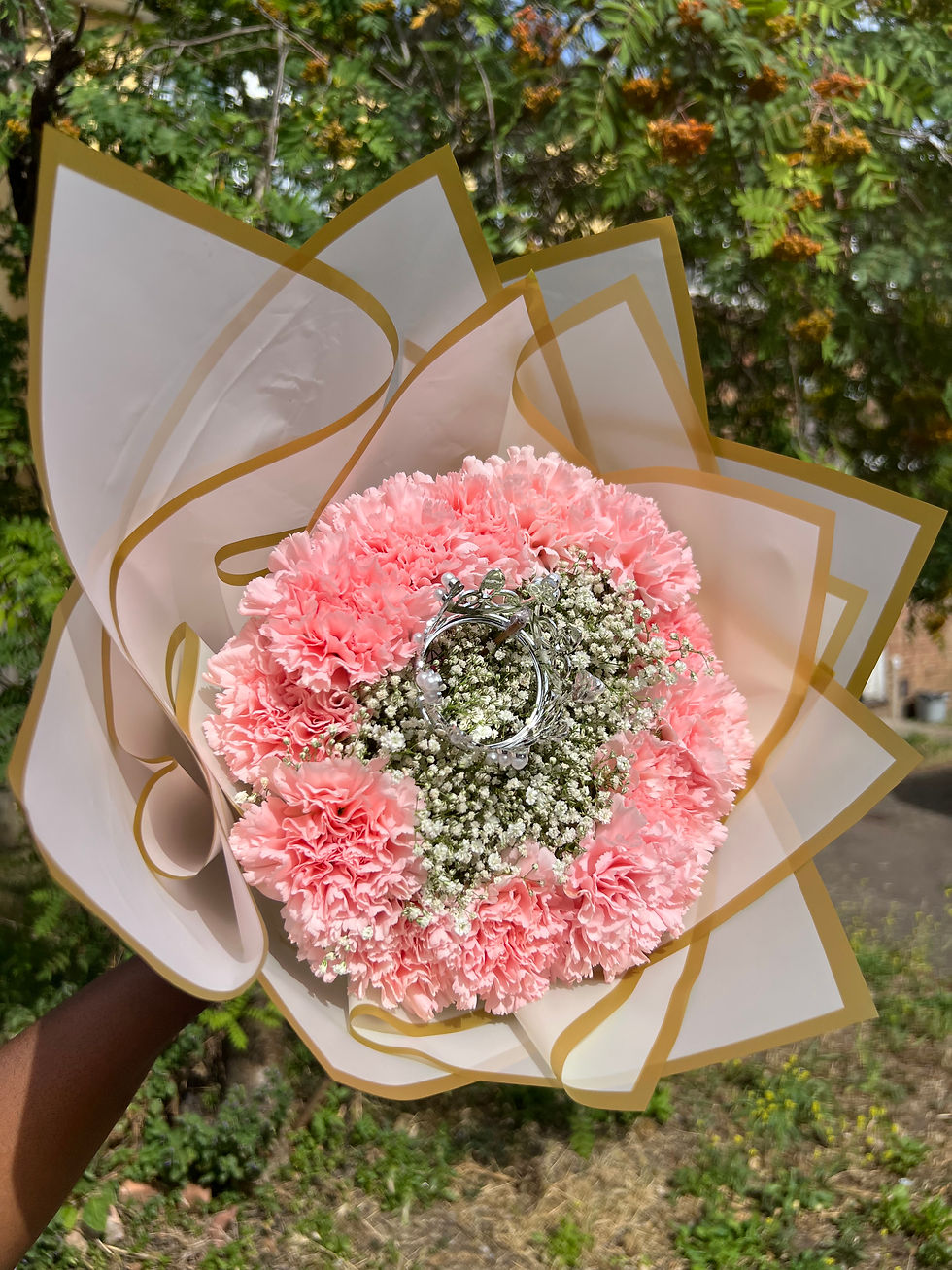 Thumbnail: Carnation with White Baby Breath Bouquet