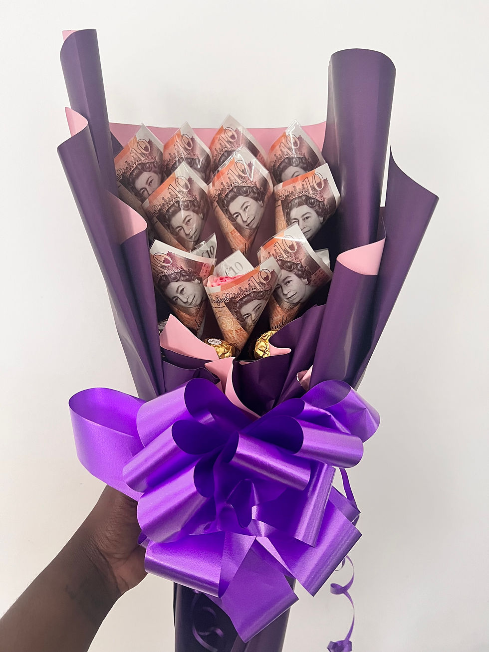 Thumbnail: Purple Lady Money Bouquet & Chocolates