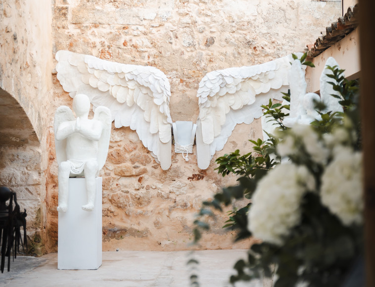 Stunning angel wings created by artist Lucio Sanz at his home and gallery in Mallorca.