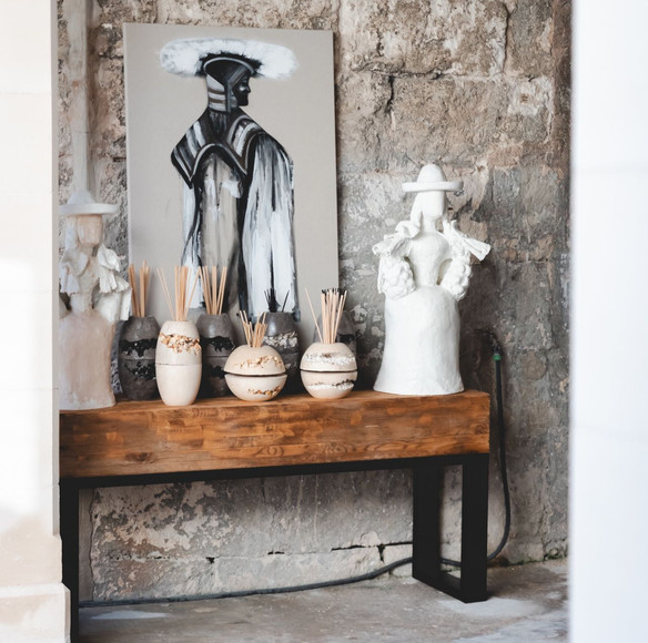 Painting & scultures by peruvian artist Lucio Sanz at his home in Mallorca