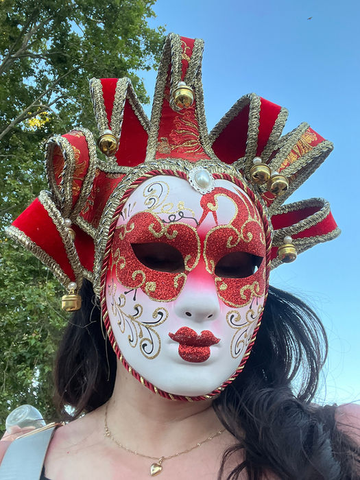 Woman wearing a mask during Carnival in Mallorca
