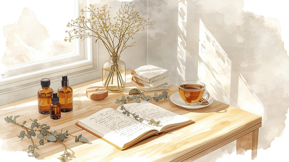 In watercolor_ Watercolor illustration_ a cozy, sunlit creative workspace with a light woo