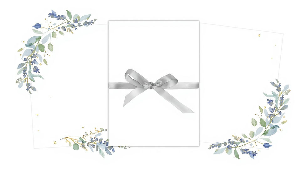In Watercolor_Watercolor illustration of printable pages tied with ribbon, botanical accen