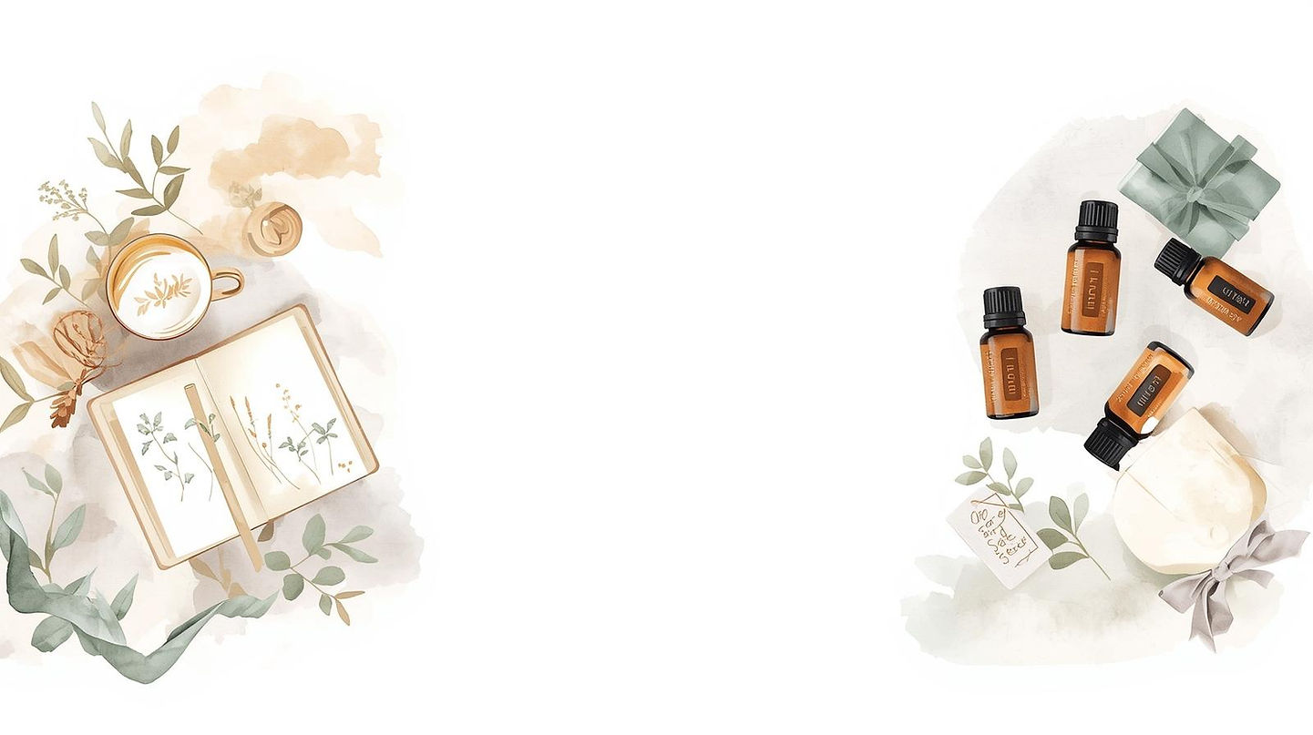 In watercolor_Watercolor illustration, wide banner composition_ a softly arranged trio of