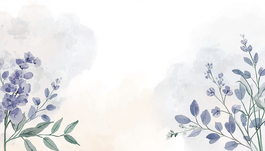 Wide horizontal watercolor website hero background, peaceful spa-inspired mood, soft laven