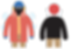 A worker dressed for cold conditions and a worker experiencing heat stress.
