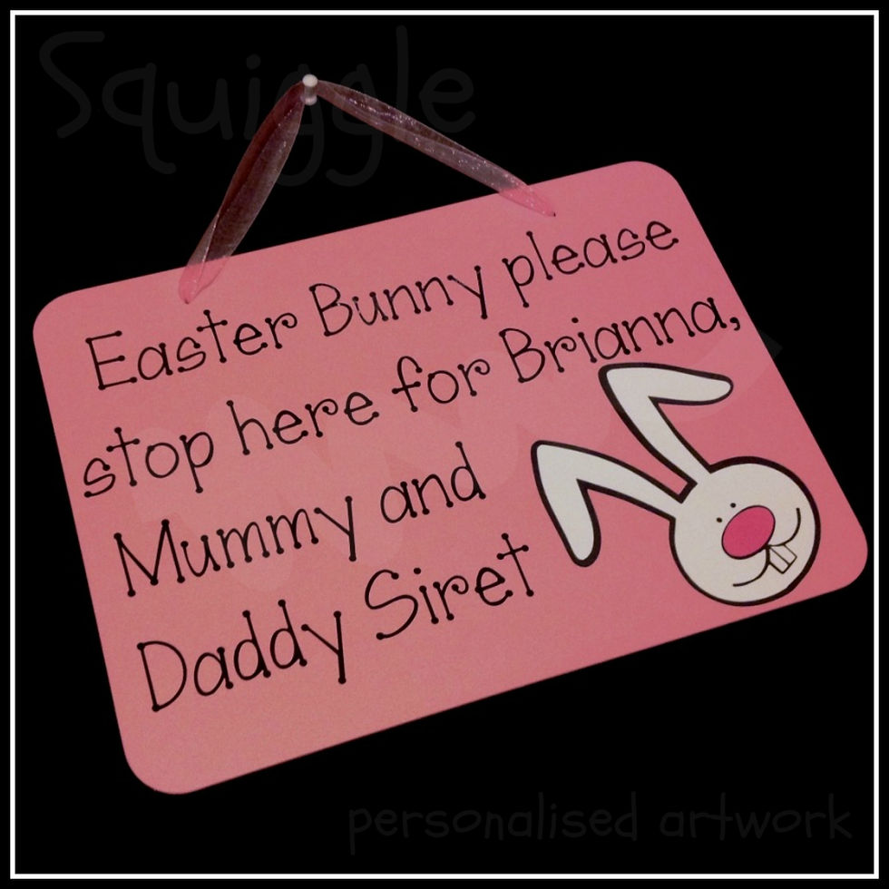Thumbnail: Personalised 'Easter Bunny Stop Here' sign