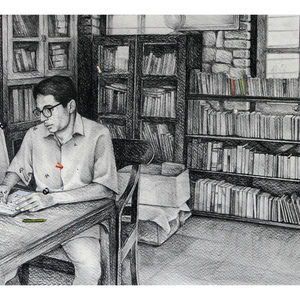 Book illustrations, graphite on paper