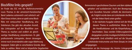 Short article: Recorder played left-handed