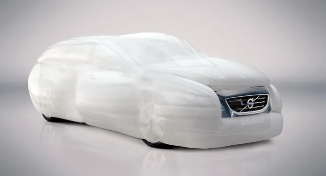 2013's Volvo External Vehicle Protection (EnVeloP) system. By completely enveloping the car, the External Vehicle Protection system ensures that damage and personal injury as a result of the collision is minimized.