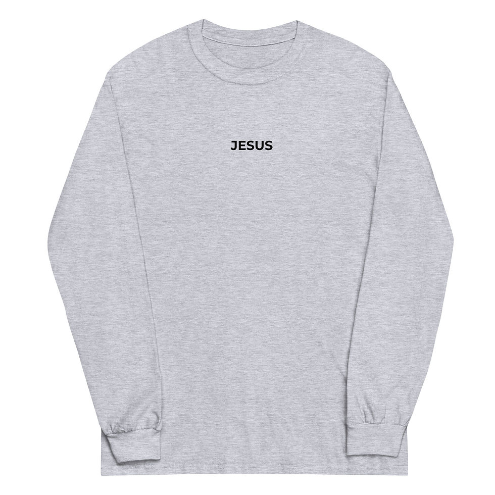 Thumbnail: JESUS @ THE CENTER - White/Grey Men’s Long Sleeve Shirt (Unisex) 