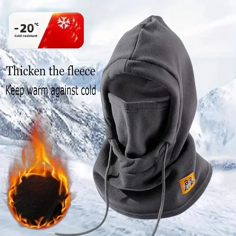 Unisex Winter Balaclava Knit Hood - Windproof Mask With Drawstring Motorcycle