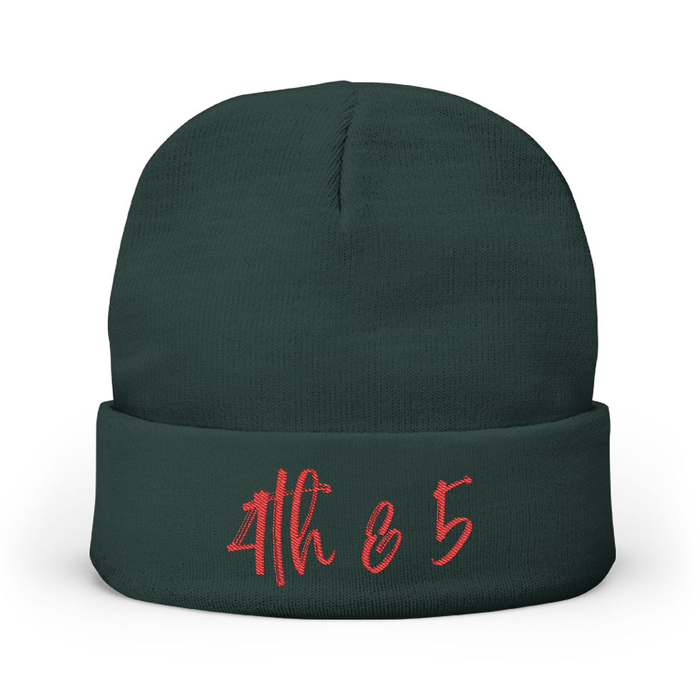 Thumbnail: 4th & 5 Word Embroidered Knit Beanie -