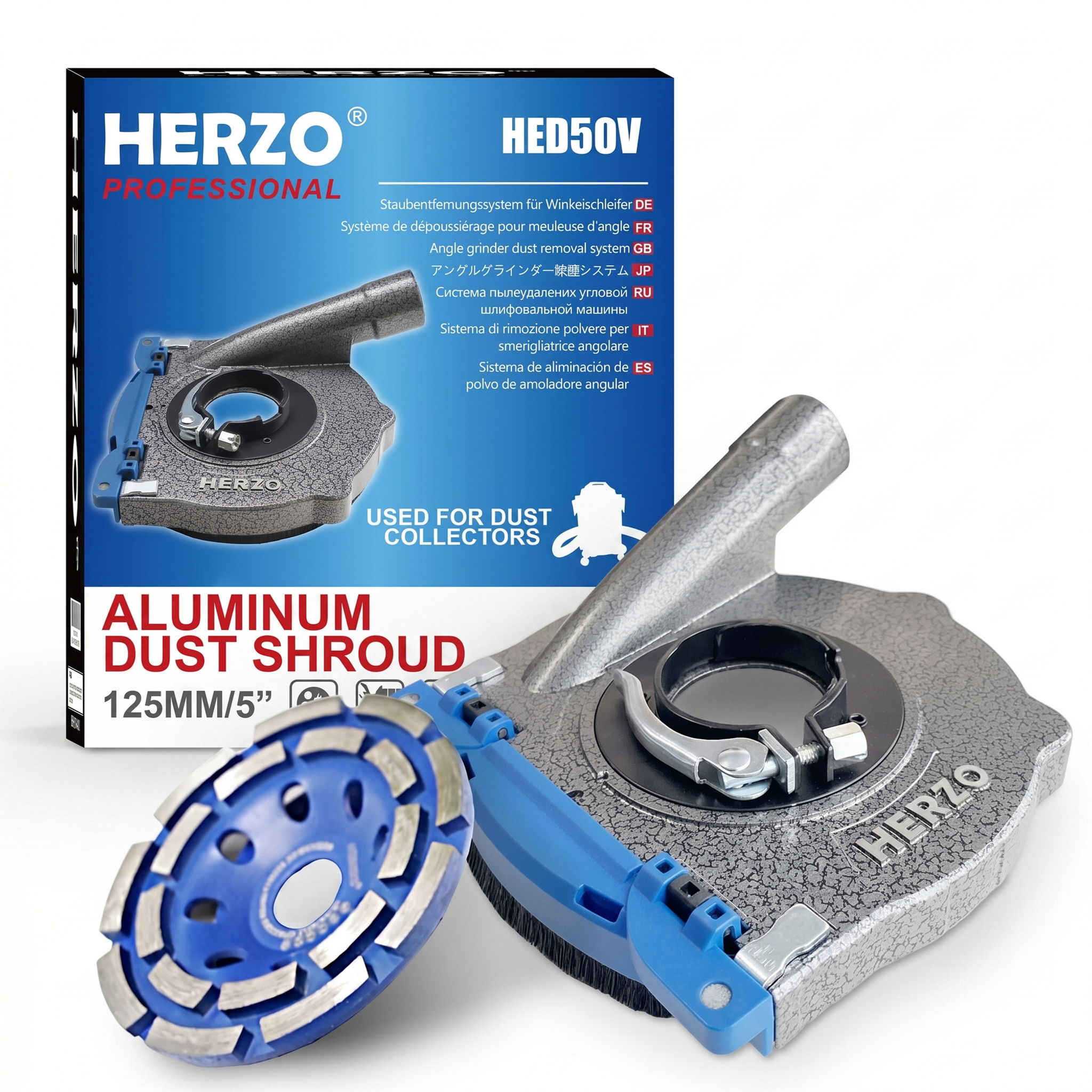 HERZO HED50V Aluminum Dust Shroud 125mm (5”) for Angle Grinder