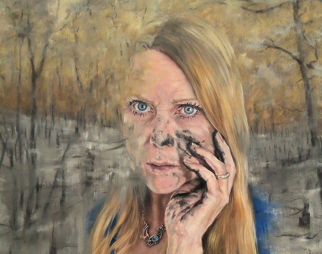 Portrait in oil and ash after the Wildfire.