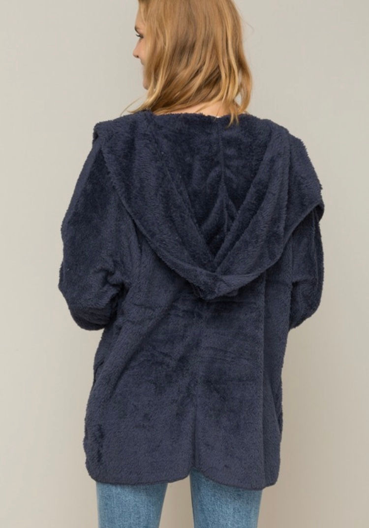 Thumbnail: Maven Navy Plush Hood Cardi