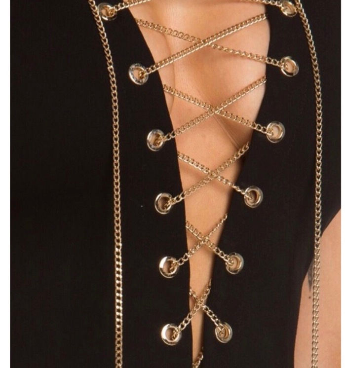 Thumbnail: Black Gold Chain Bodysuit