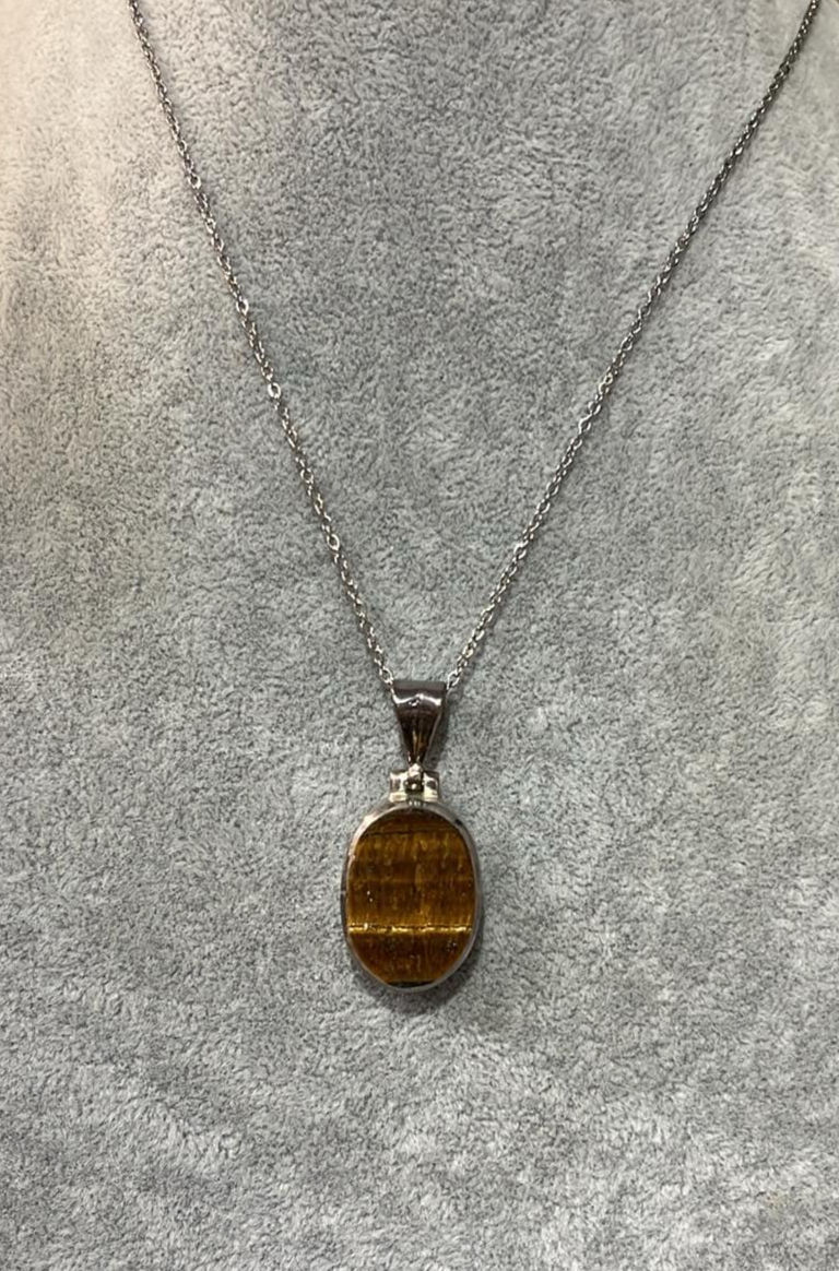 Pendentif argent Œil de Tigre brut