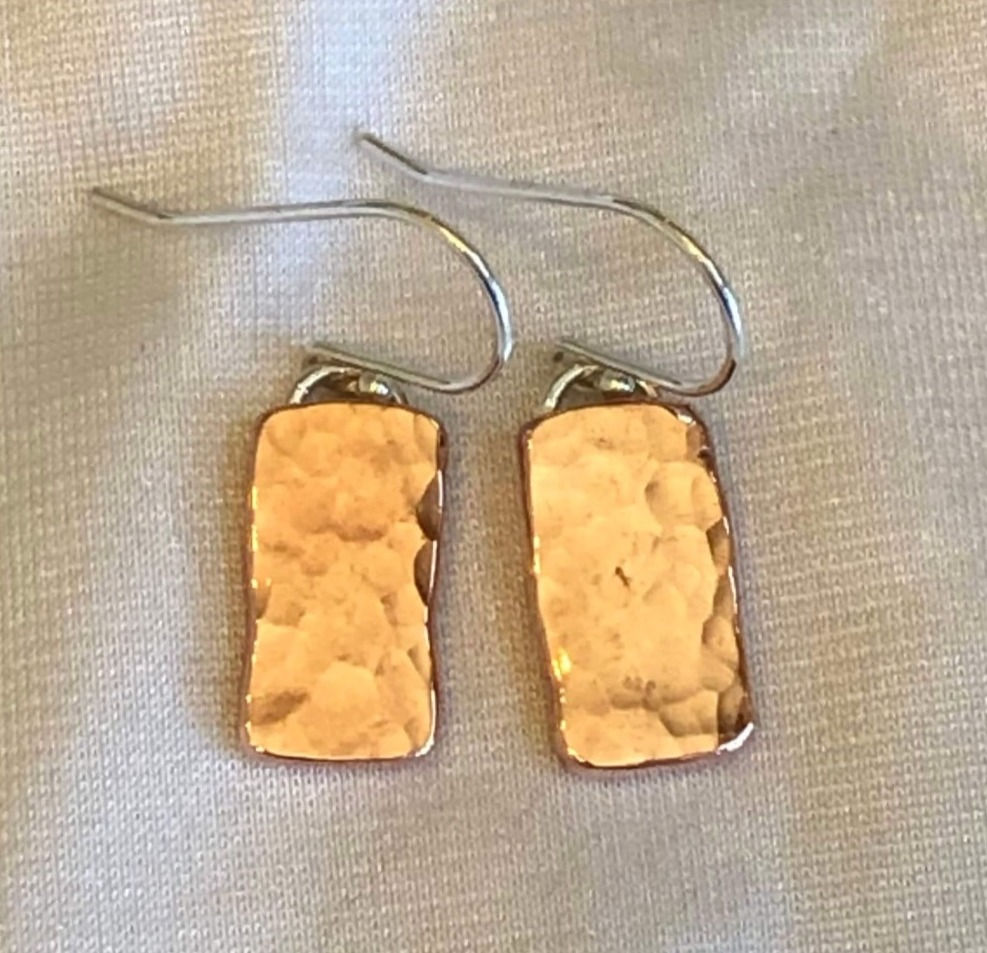 Copper Block Earrings - 1/2 inch