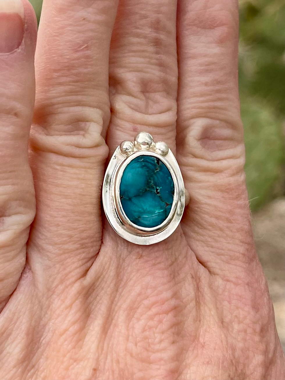 Thumbnail: Cloud Mountain Turquoise and Sterling Silver Ring