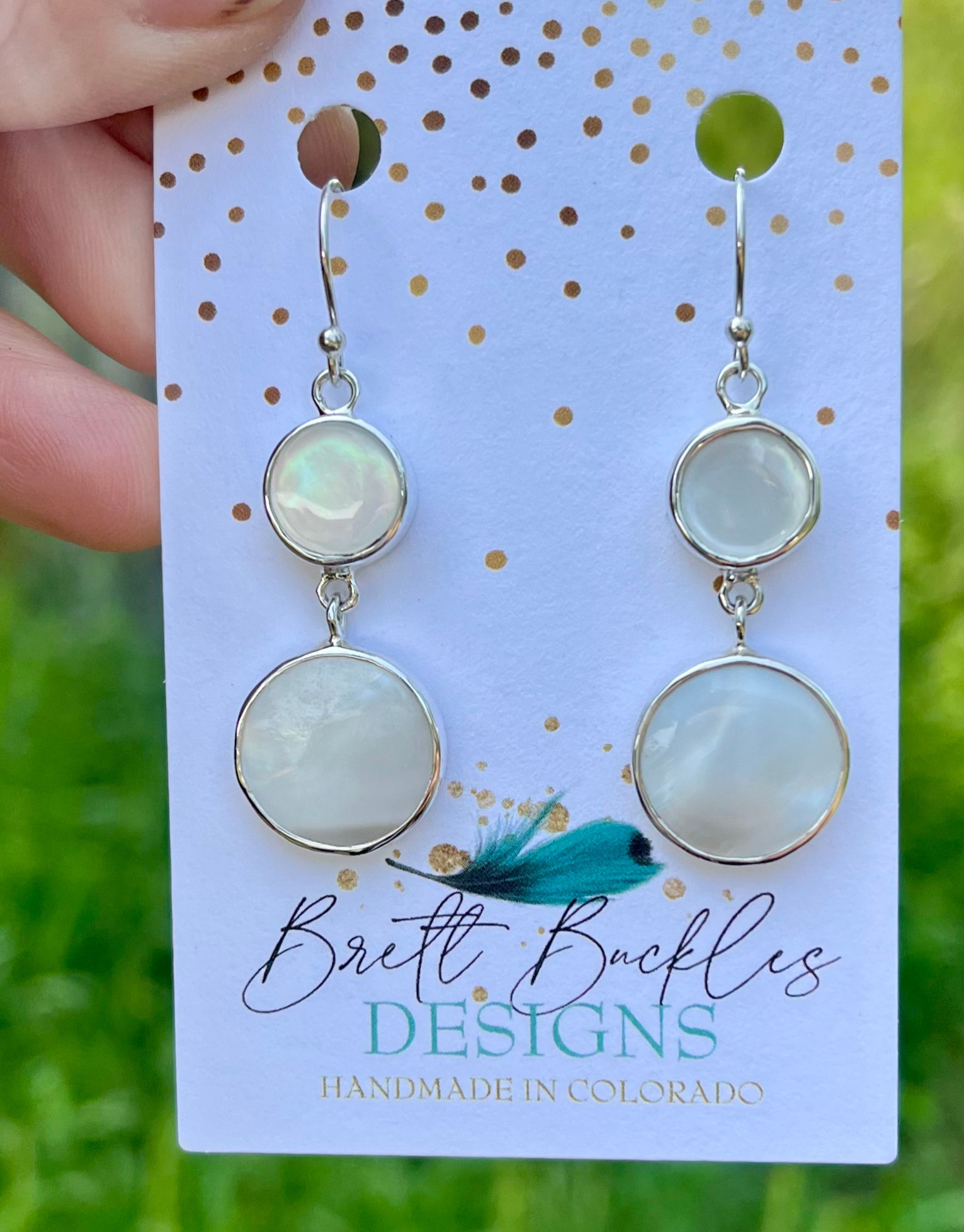 Michigan Mother-of-Pearl Button Custom Earrings