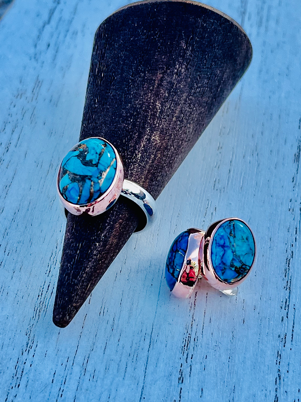 Thumbnail: Blue "Fire Water" Turquoise Ring
