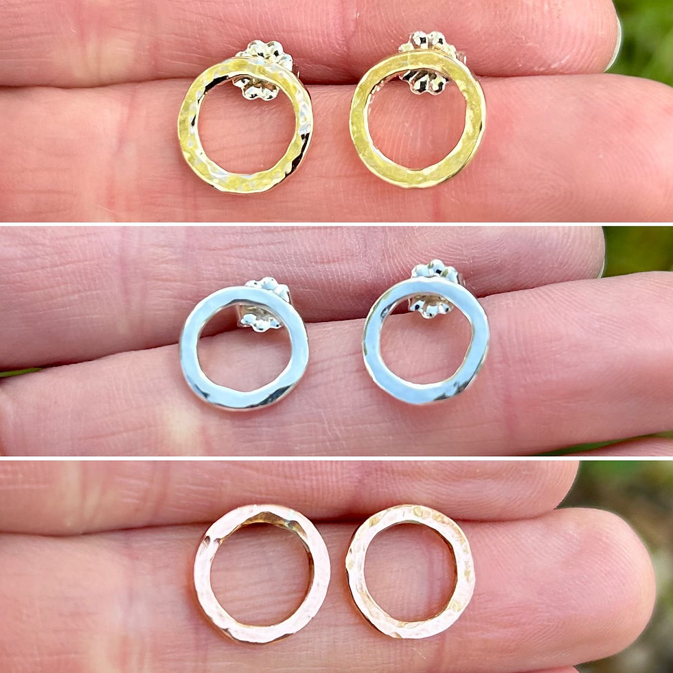 Thumbnail: "Circle of Life" Hammered Circle Stud Earrings - Sterling Silver