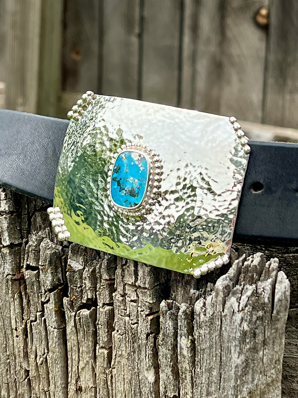 Thumbnail: Ithaca Peak Turquoise and Sterling Silver Belt Buckle
