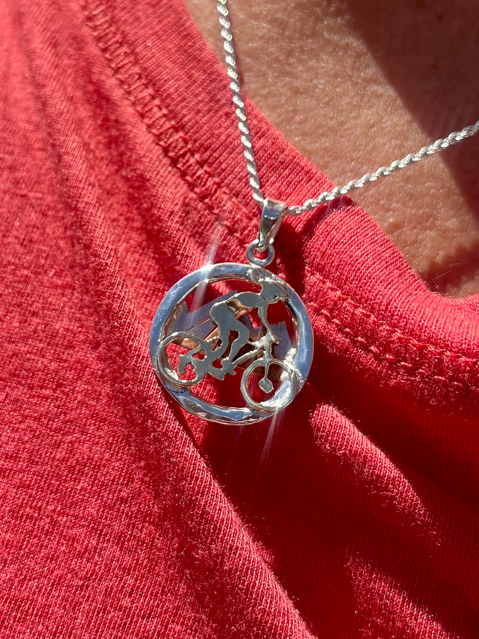 Thumbnail: Circle Series Lady Mountain Biker Pendant