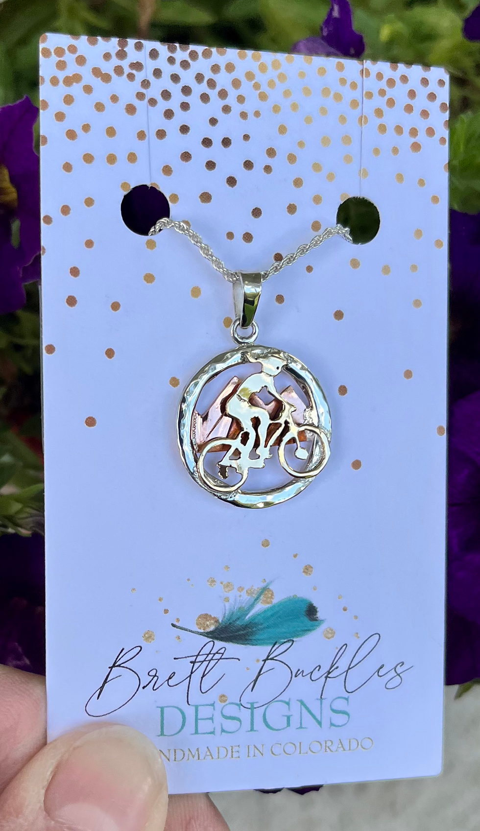 Thumbnail: Circle Series Lady Mountain Biker Pendant