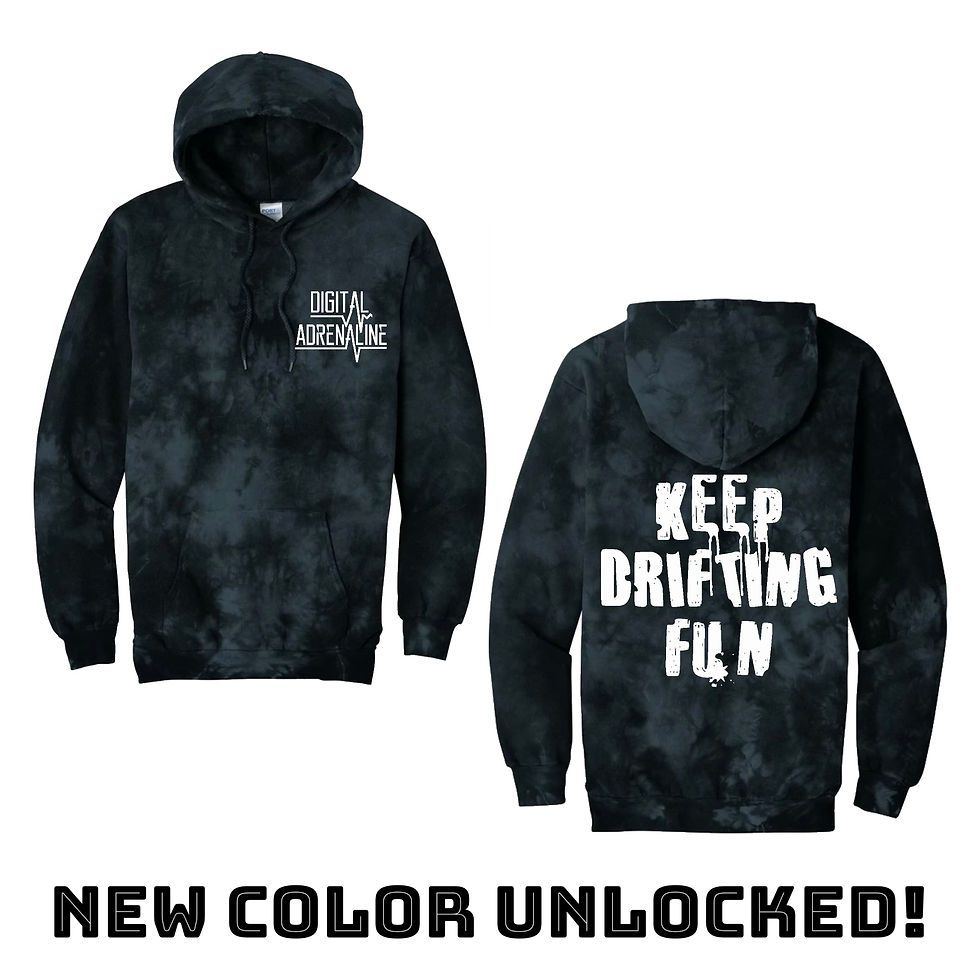 Thumbnail: Digital Adrenaline Tie Dye Keep Drifting Fun Hoodie!