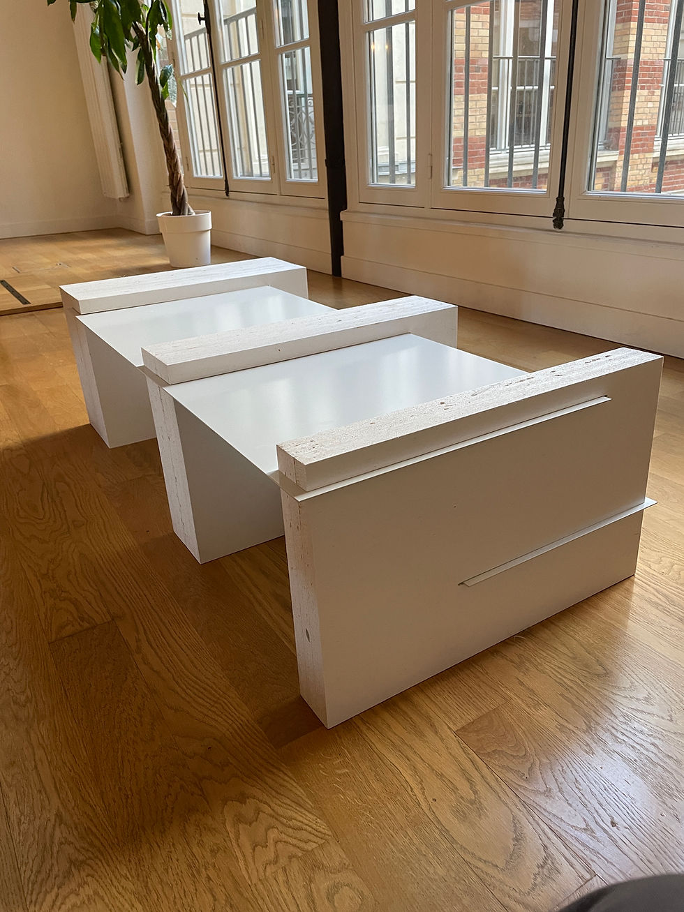 Miniature : Table basse de designer blanche, métal / PVC (Qté : 1) TAB359