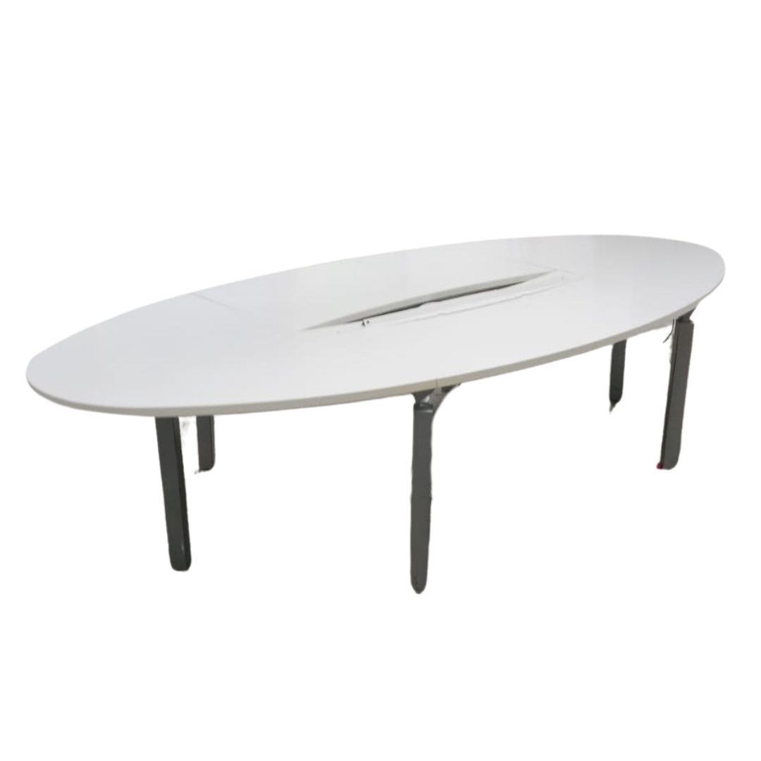 Table de réunion blanche en bois, capacité 10 - 12 personnes (Qté : 1) TAB299