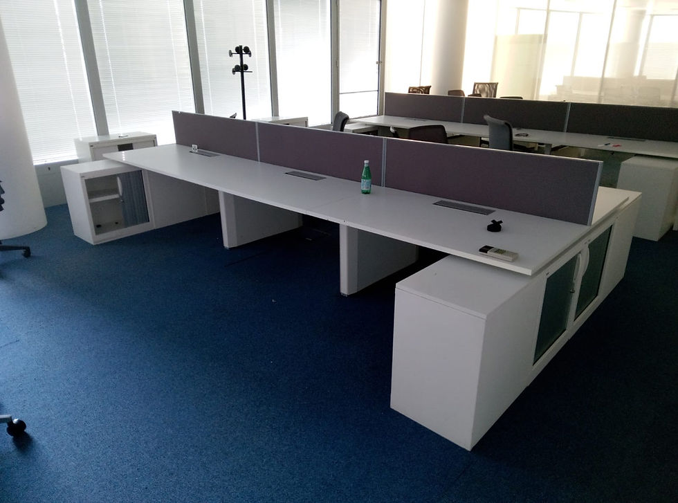 Miniature : Bench 6 personnes blanc avec armoires de rangement intégrées  (Qté : 6) BUR258