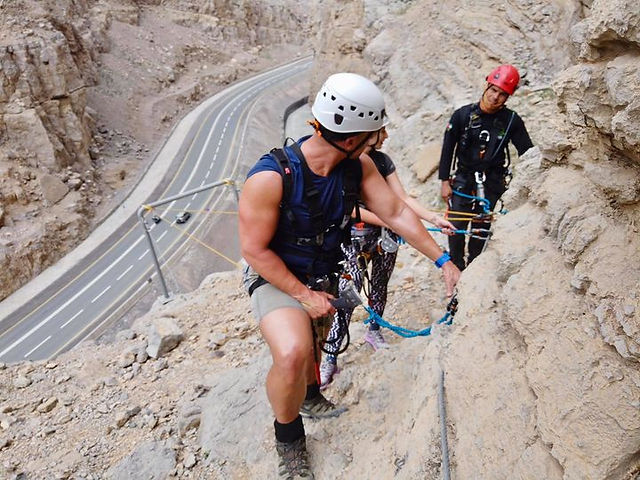 Via Ferrata Style Rock Climbing at Jebel Jais