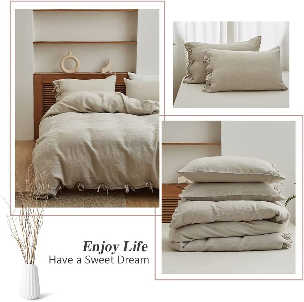 Thumbnail: French Linen Bedding Set 3Pcs 100% Linen with Bowknot Ties French Washed Bre