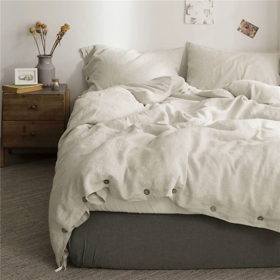 Thumbnail: French Linen Bedding Set 3Pcs 100% Linen with Bowknot Ties French Washed Bre