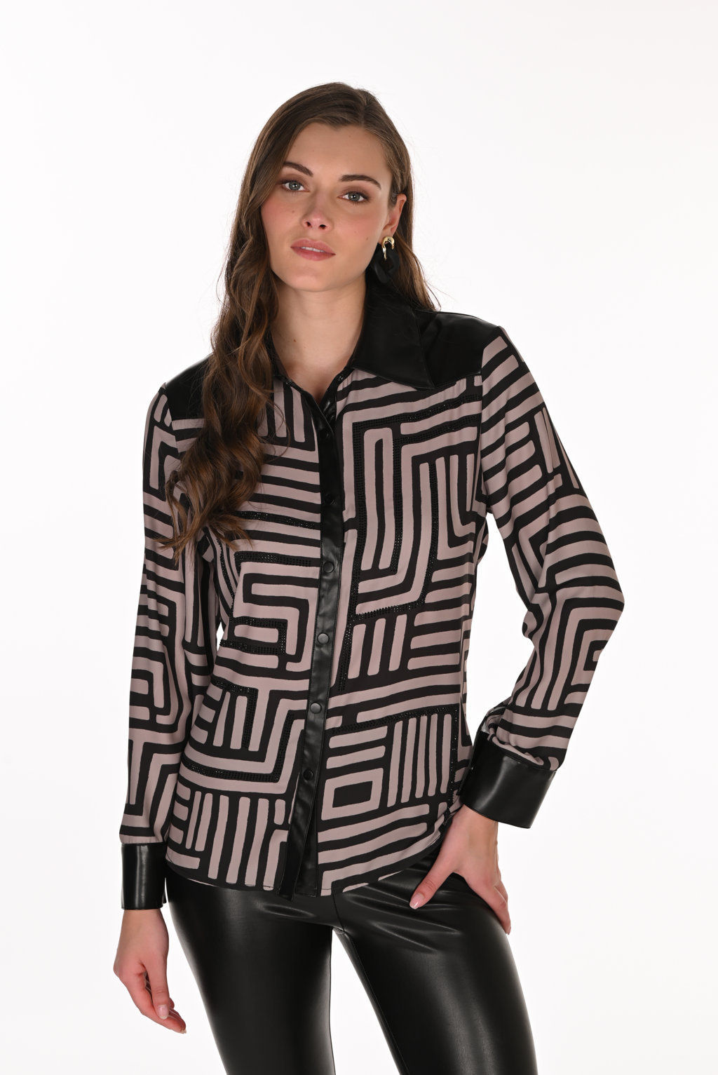 Frank Lyman Taupe/Black Blouse Style 263715