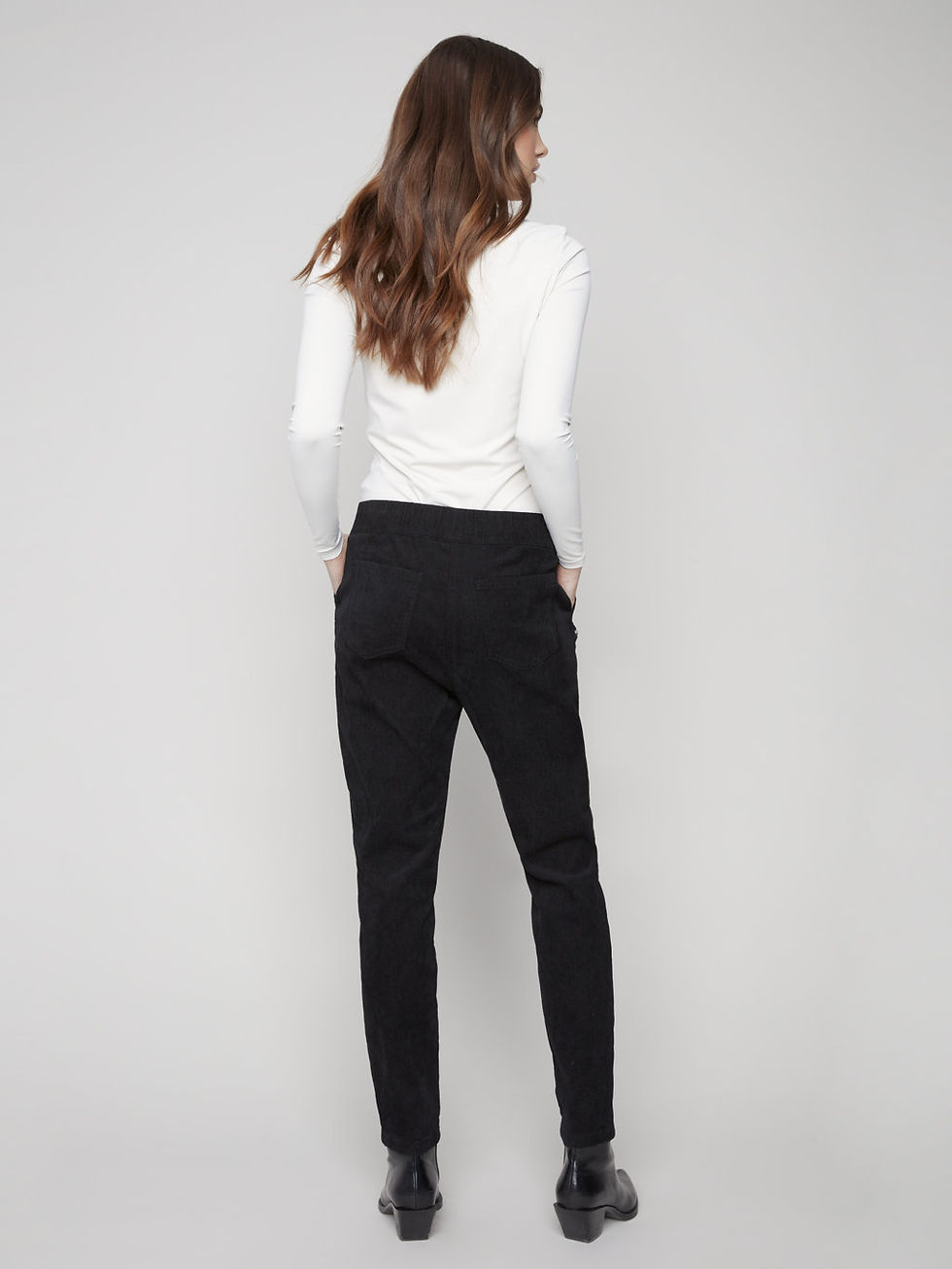 Miniature : Charlie B Black Ribbed Velvet Pant Style C5438