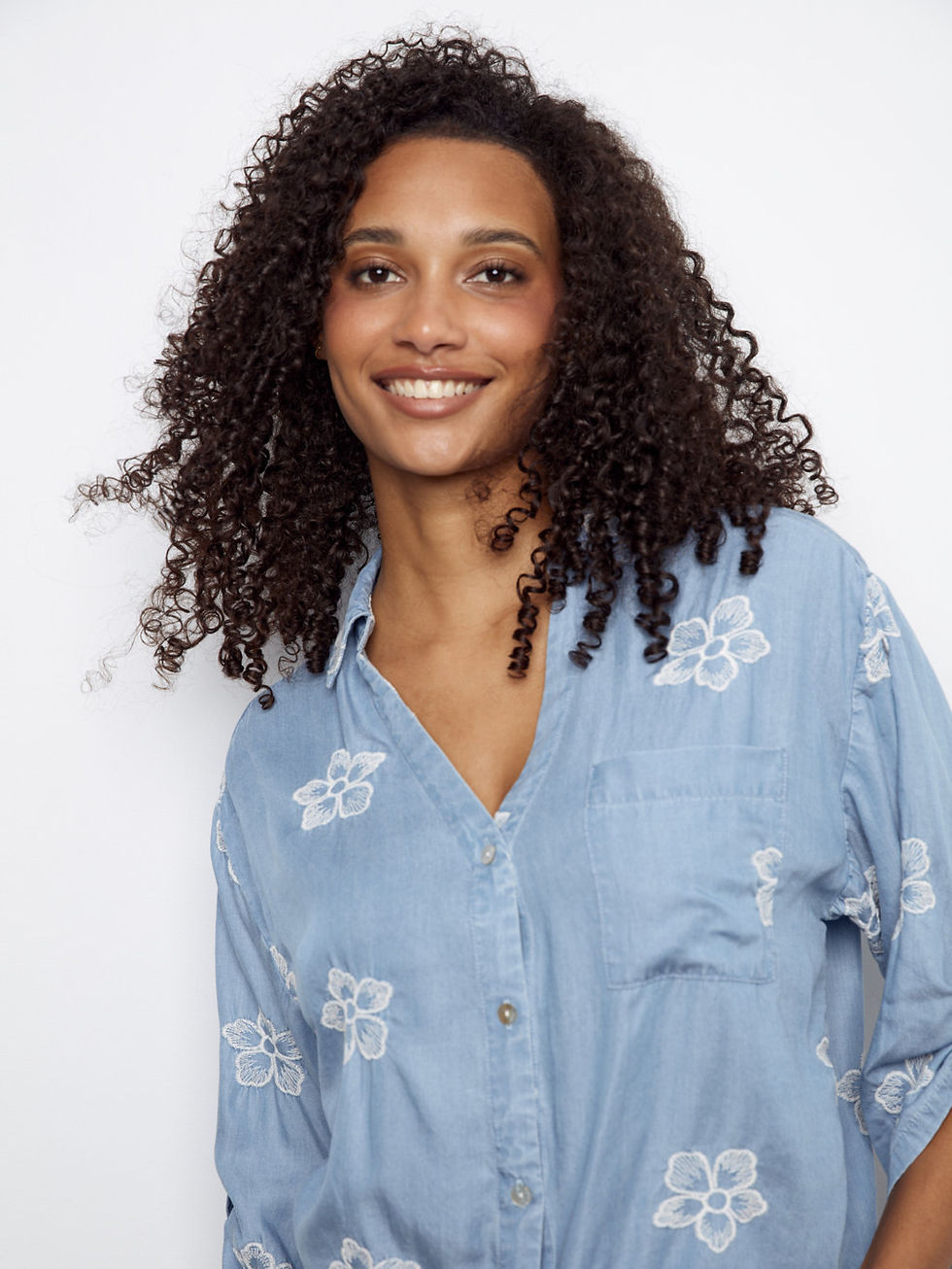 Thumbnail: Charlie B Light Blue/White Blouse Style C4593